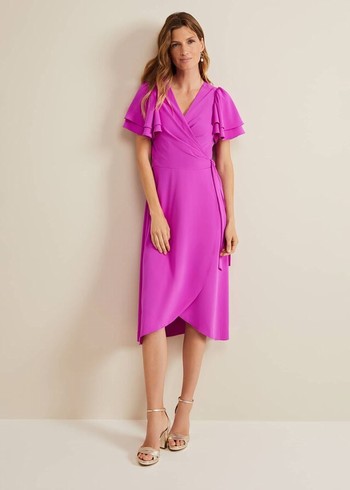 Phase Eight Gian Magenta Wrap Dress Purple USA | 2730689-MQ